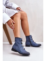 Zateplené dámské boty na zip modré Evalith