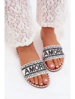 Dámské sandály na plochém podpatku se zdobením Amore bílé Avelina