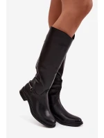 Zateplené dámské kozačky na ploché podrážce s ozdobným detailem Černé Renaya Zateplené dámské kozačky na ploché podrážce s ozdobným detailem Černé Renaya