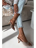 Dámské pantofle na tenkém podpatku Béžové Revina