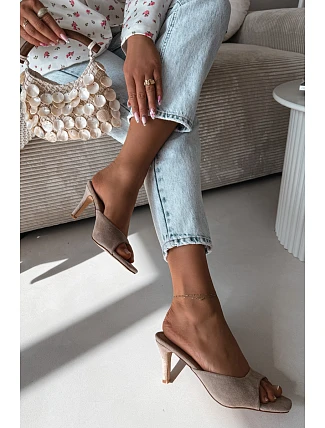 Dámské pantofle na tenkém podpatku Béžové Revina