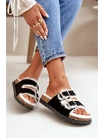 Dámské Pantofle S Přezkami A Kožešinou Černé Ezilena