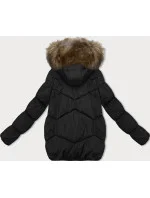 Černá bunda pro přechodné období s kapucí (LHD-23002)