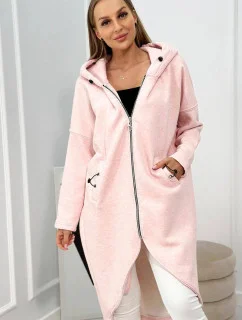 Zateplená dlouhá mikina růžová melanž - Kesi