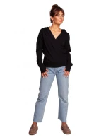 Zavinovací svetr s kapucí B246 černý - BeWear