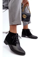 Modní Dámské Šněrovací Botky Černé Kefora