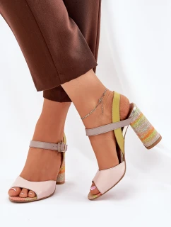 Kožené elegantní sandály na podpatku Laura Messi 2136 Multikolor