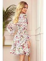 Dámské šaty 305-1 bílé s květy - Numoco