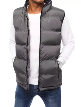 FashionStreet šedá pánská prošívaná vesta TX4087 FashionStreet šedá pánská prošívaná vesta TX4087