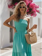 Dámské maxi šaty bez ramínek v mořském odstínu FashionStreet EY2667