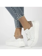 Dámské kožené polobotky na platformě bílé Filippo DP6739