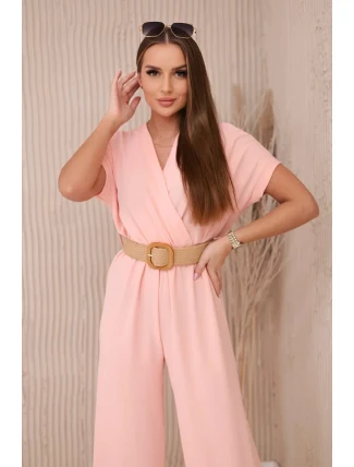 Kombinéza s ozdobným páskem v pase losos Kombinéza s ozdobným páskem v pase losos