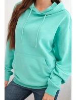 Dámská mikina s kapucí a klokankou z bavlny mátová