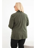 Dámské sako Plus Size manšestrové s klopami a kapsami khaki Dámské sako Plus Size manšestrové s klopami a kapsami khaki