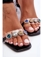 Dámské sandály na podpatku s krystaly černé SBarski MR1037-01