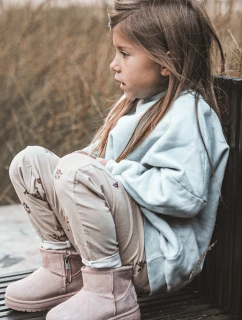 Dívčí Sněhové Teple Boty S Kožešinou S Ušima Růžový Betty