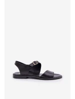 Dámské kožené ploché sandály Zazoo 3014 černé