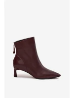 Dámské kozačky z pravé kůže na podpatku D&A CR52-661 bordó