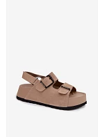 Semišové sandály na platformě Big Star TT274235 Béžové