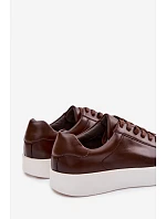 Pánské tenisky z eko kůže tmavě hnědé Velton