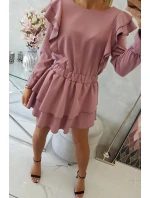 Dámské šaty se svislými volány 16095 tmavě růžové - Kesi Dámské šaty se svislými volány 16095 tmavě růžové - Kesi