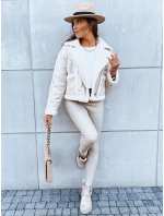 Dámská kožená bunda PLAYDIVA light beige FashionStreet TY3852