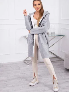 Zateplená mikina s delšími zády šedá