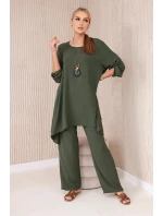 Sada halenky + kalhot s přívěskem khaki Sada halenky + kalhot s přívěskem khaki
