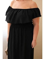 Dámské šaty Plus Size s volánkem a elastickým pasem černá Dámské šaty Plus Size s volánkem a elastickým pasem černá