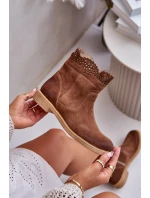 Nízké Dámské Boty Na Ploché Podešvi Zamszové Lewski 3624 Hnědé