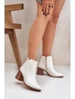 Botky Na Podpatku Přírodní Kůže Zazoo 3673 Bílé