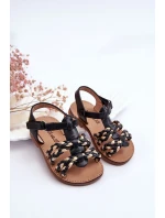 Dětské sandály na suchý zip s pruhy Černá Sammy