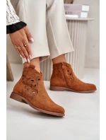 Dámské Kotníkové Boty Ažurové Na Zip Camel S.Barski Dámské Kotníkové Boty Ažurové Na Zip Camel S.Barski