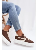 Dámské tenisky na platformě z eko semiše hnědé Cadrina