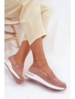 Růžové dámské semišové mokasiny Pevina