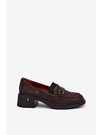 Dámské mokasiny z přírodního semiše na nízkém podpatku Vinceza 18127 Čokoládové