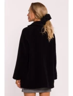 M808 Oříznuté teddy sako - černé