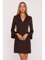 M876 Šaty s širokými manžetami - hnědé