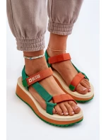Dámské sandály na platformě a klínku Big Star zeleno-oranžové Dámské sandály na platformě a klínku Big Star zeleno-oranžové
