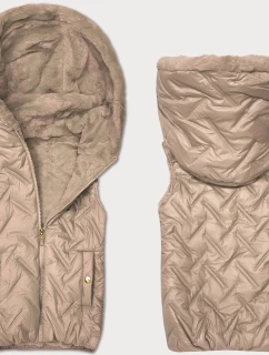 Dámská vesta ve špinavě růžové barvě s kožešinovou podšívkou S'West (B8252-51051)