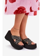 Dámské Klapky Na Klínu A Platformě Leopardí Černé Sevolee