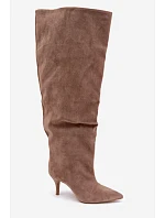 Dámské kozačky na podpatku Khaki Corly Dámské kozačky na podpatku Khaki Corly