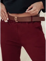 Dámské chinos kalhoty s páskem ELEGANTENO bordó FashionStreet UY2256 Dámské chinos kalhoty s páskem ELEGANTENO bordó FashionStreet UY2256