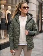 Dámská prošívaná bunda s kapucí, zelená, FashionStreet TY5869 Dámská prošívaná bunda s kapucí, zelená, FashionStreet TY5869