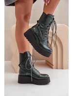 Kožené Botky Workery Na Platformě A Klínu Maciejka 06676-09 Zelené