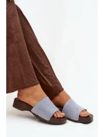 Dámské pantofle se zlatými sponami modré Ferinna