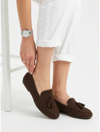 Dámské semišové mokasíny s dřeváky hnědé FashionStreet ZY1365