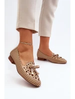 Dámské lodičky s mašlí v béžové barvě Nestavia