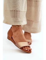 Kožené Sandály Maciejka 1971-68 Hnědo-Zlaté