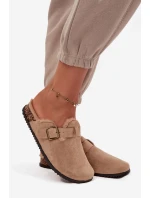 Dámské nazouváky s teplou podšívkou s přezkou Béžové Sylisse Dámské nazouváky s teplou podšívkou s přezkou Béžové Sylisse